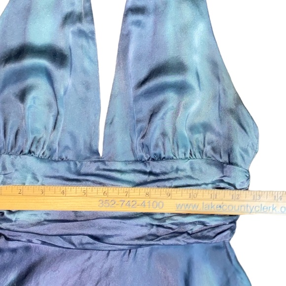 Rose & Lula 100% Silk Metallic Iridescent Marylyn Monroe Halter Dress Size 4 - Picture 13 of 16
